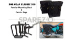 For Royal Enfield Goan Classic 350 Military Pannier Bags Black Color and Mounting - SPAREZO